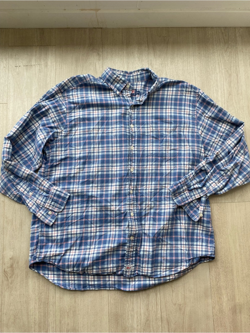 Vineyard Vines Men XL Murray Shirt Blue Pink Plaid Cotton Button by Shep & Ian